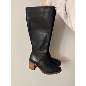 Crown Vintage Black Leather Calf Boots Size 7.5 Medium